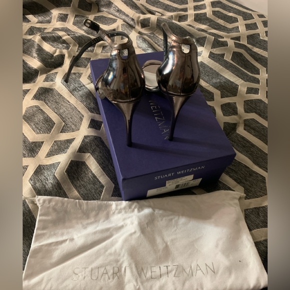 Stuart Weitzman Nudistsong Sandals 100mm Pewter Glass - Picture 2 of 7
